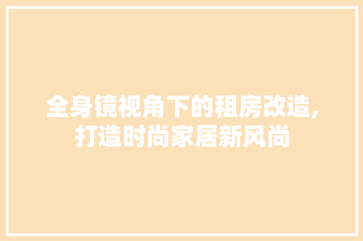 全身镜视角下的租房改造,打造时尚家居新风尚