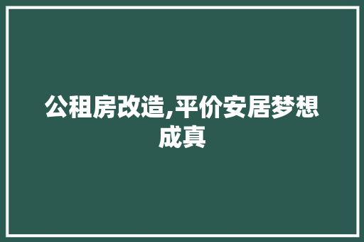 公租房改造,平价安居梦想成真