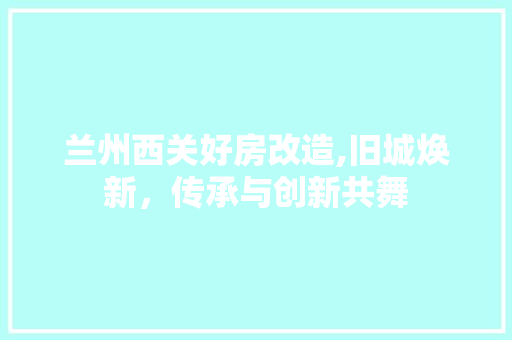 兰州西关好房改造,旧城焕新，传承与创新共舞