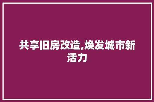 共享旧房改造,焕发城市新活力 地面装修
