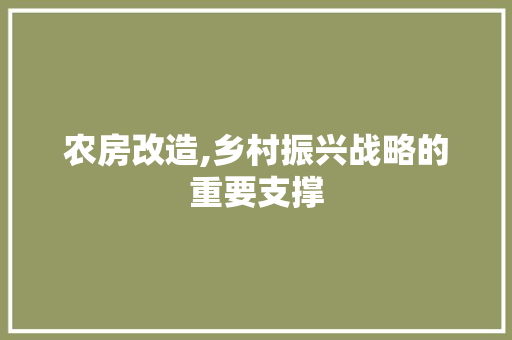 农房改造,乡村振兴战略的重要支撑