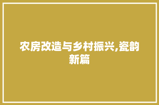 农房改造与乡村振兴,瓷韵新篇
