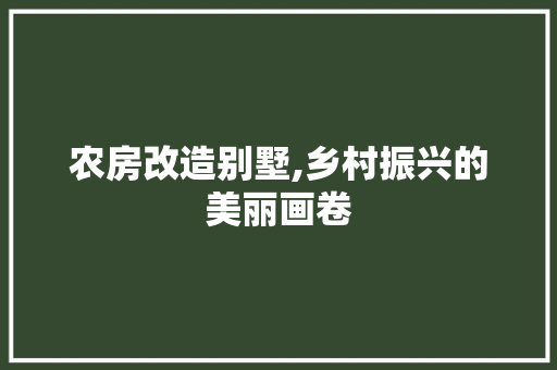 农房改造别墅,乡村振兴的美丽画卷
