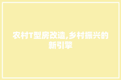 农村T型房改造,乡村振兴的新引擎