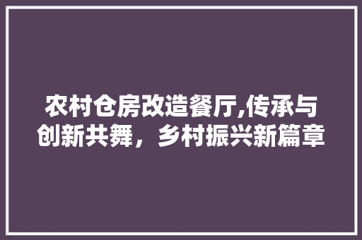 农村仓房改造餐厅,传承与创新共舞，乡村振兴新篇章