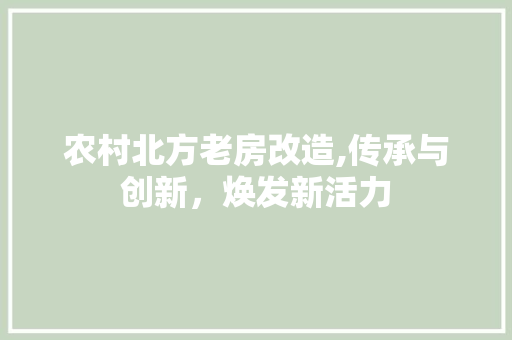 农村北方老房改造,传承与创新，焕发新活力