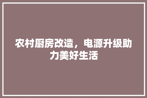 农村厨房改造，电源升级助力美好生活