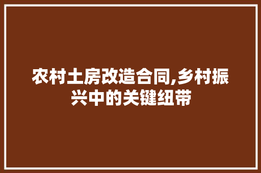 农村土房改造合同,乡村振兴中的关键纽带 隔断设计