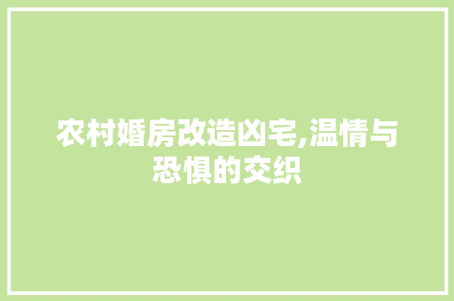 农村婚房改造凶宅,温情与恐惧的交织