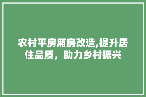 农村平房厢房改造,提升居住品质，助力乡村振兴