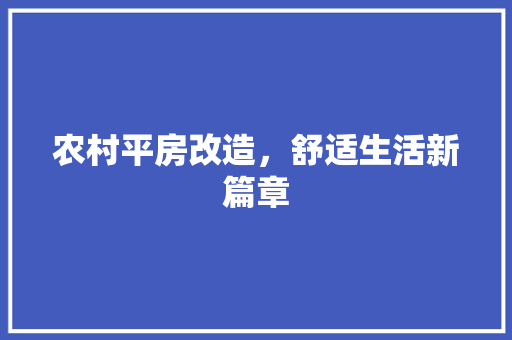 农村平房改造，舒适生活新篇章