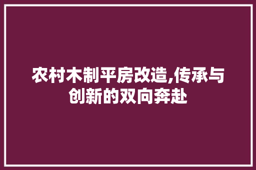 农村木制平房改造,传承与创新的双向奔赴