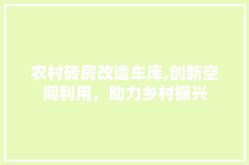 农村砖房改造车库,创新空间利用，助力乡村振兴