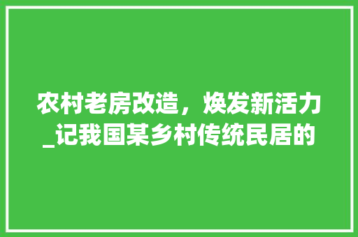 农村老房改造，焕发新活力_记我国某乡村传统民居的蜕变之旅 地面装修