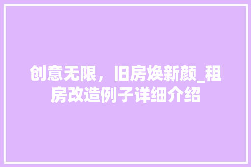 创意无限，旧房焕新颜_租房改造例子详细介绍