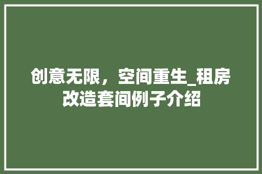 创意无限，空间重生_租房改造套间例子介绍 地面装修