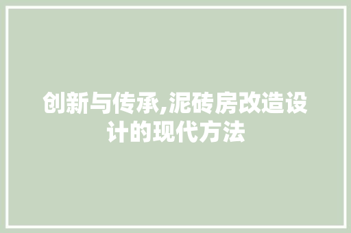 创新与传承,泥砖房改造设计的现代方法