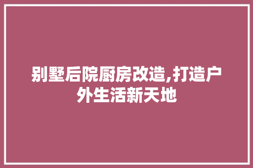 别墅后院厨房改造,打造户外生活新天地