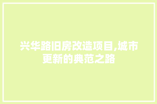 兴华路旧房改造项目,城市更新的典范之路 地面装修