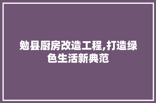 勉县厨房改造工程,打造绿色生活新典范 门窗装修
