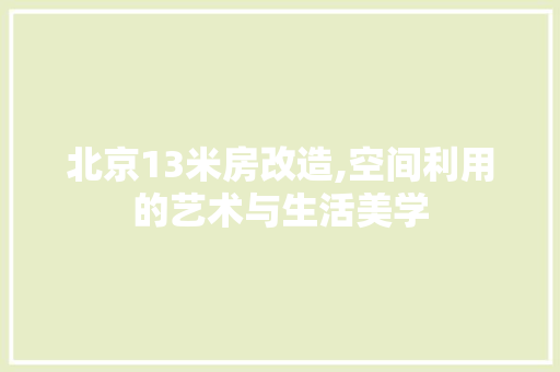 北京13米房改造,空间利用的艺术与生活美学
