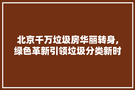 北京千万垃圾房华丽转身,绿色革新引领垃圾分类新时代
