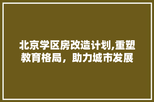 北京学区房改造计划,重塑教育格局，助力城市发展