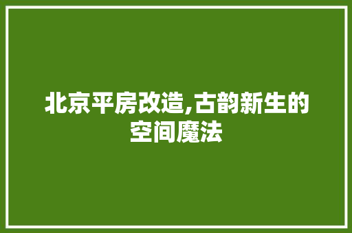 北京平房改造,古韵新生的空间魔法 装修攻略