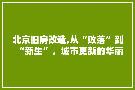 北京旧房改造,从“败落”到“新生”，城市更新的华丽蜕变 庭院装修