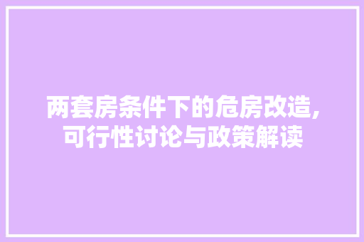 两套房条件下的危房改造,可行性讨论与政策解读