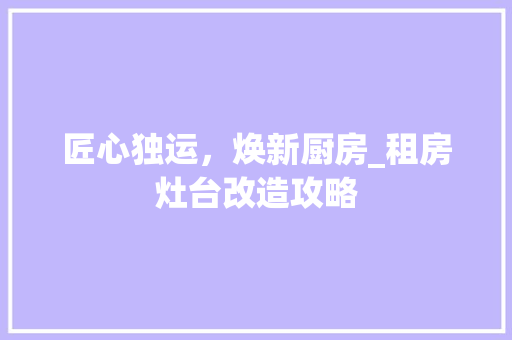 匠心独运，焕新厨房_租房灶台改造攻略