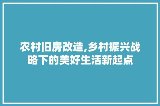 农村旧房改造,乡村振兴战略下的美好生活新起点
