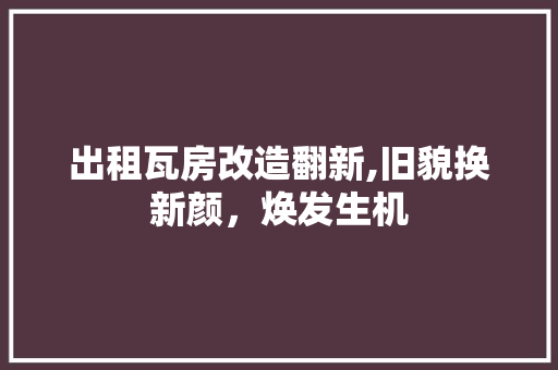 出租瓦房改造翻新,旧貌换新颜，焕发生机