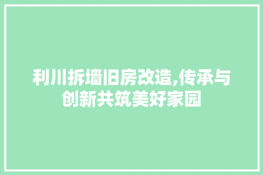 利川拆墙旧房改造,传承与创新共筑美好家园 门窗装修