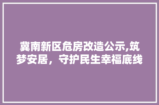 冀南新区危房改造公示,筑梦安居，守护民生幸福底线