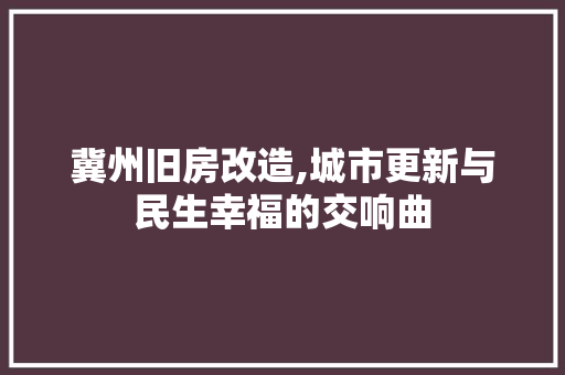 冀州旧房改造,城市更新与民生幸福的交响曲