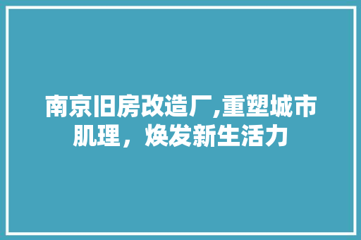 南京旧房改造厂,重塑城市肌理,焕发新生活力 门窗装修 南京旧房改造厂,重塑城市肌理,焕发新生活力 门窗装修