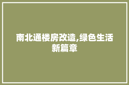 南北通楼房改造,绿色生活新篇章 墙面装饰