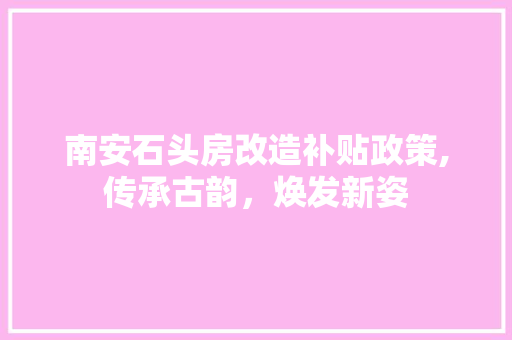 南安石头房改造补贴政策,传承古韵，焕发新姿 装修材料