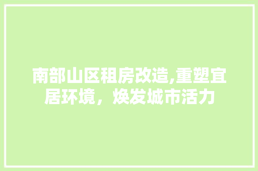 南部山区租房改造,重塑宜居环境，焕发城市活力 装修材料