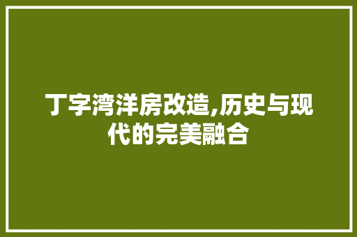 丁字湾洋房改造,历史与现代的完美融合