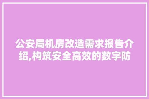 公安局机房改造需求报告介绍,构筑安全高效的数字防线 建筑设计