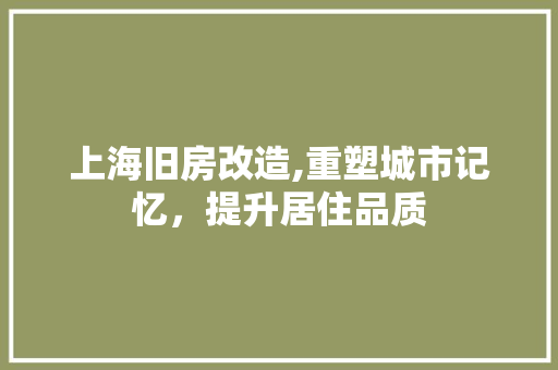 上海旧房改造,重塑城市记忆，提升居住品质 门窗装修