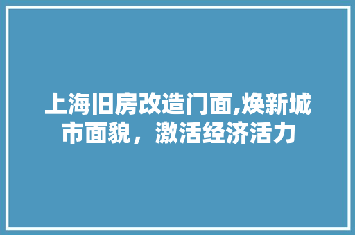 上海旧房改造门面,焕新城市面貌，激活经济活力 地面装修