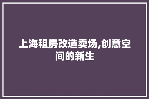 上海租房改造卖场,创意空间的新生