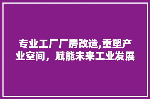 专业工厂厂房改造,重塑产业空间，赋能未来工业发展 装修攻略