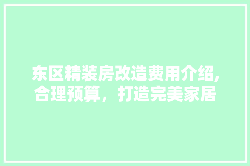 东区精装房改造费用介绍,合理预算，打造完美家居
