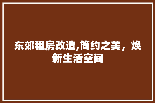 东郊租房改造,简约之美，焕新生活空间 装修材料