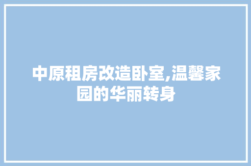 中原租房改造卧室,温馨家园的华丽转身