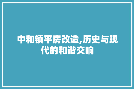 中和镇平房改造,历史与现代的和谐交响